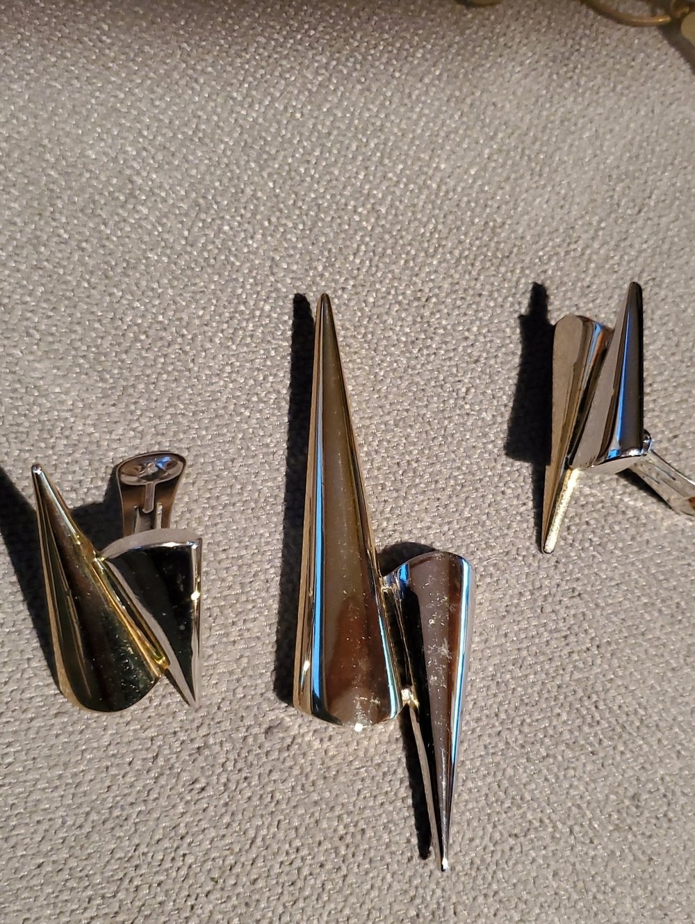 Polished Silver Spike Cufflinks and Tie Clip Set - Men Accessories